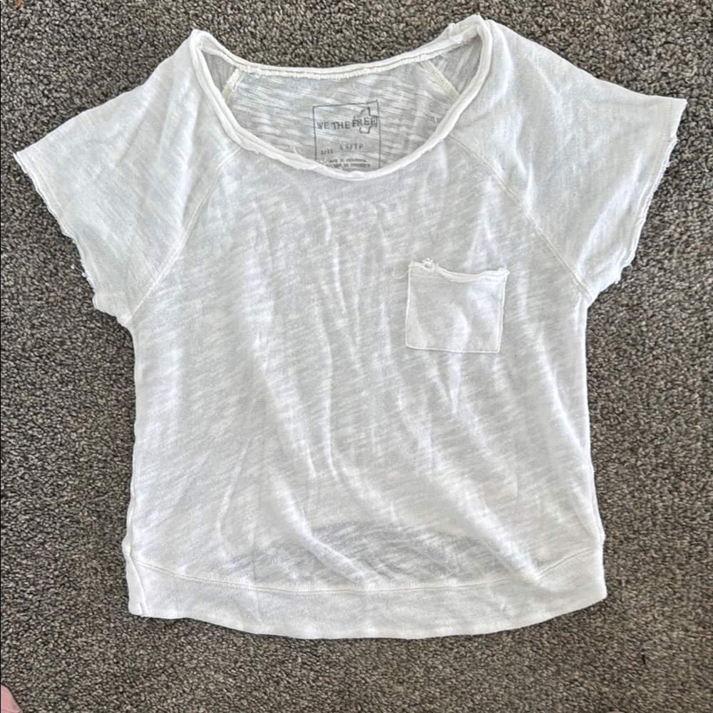 Free People distressed hem loose fit short sleeve crop top We the Free